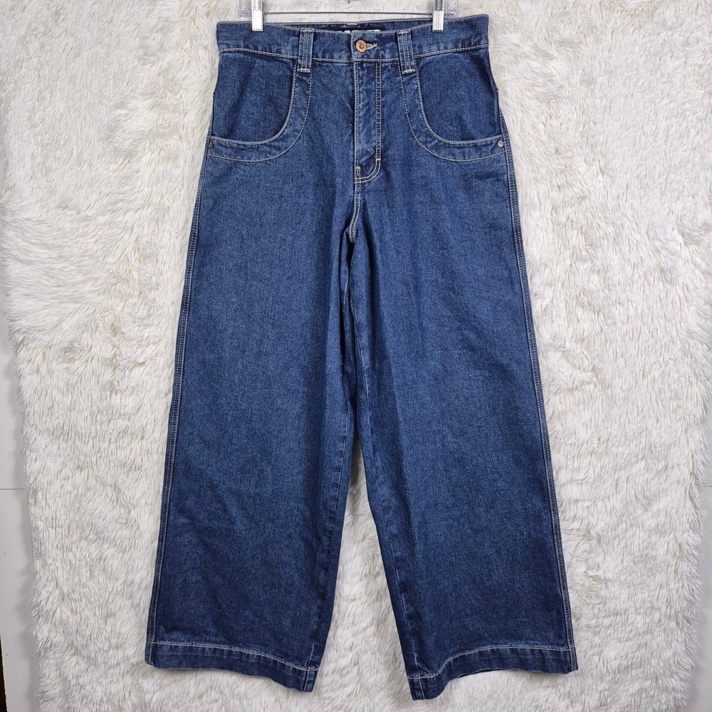 JNCO Twin Cannon 26" Wide Leg Jeans 32x32 Dark Wash Baggy‎ Denim Originals